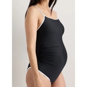 quince italian maternity square neck one-piece black swimsuit women size small
